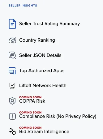 Seller Insights section menu