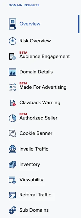 Insights section menu